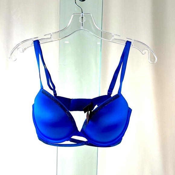 Victoria’s Secret VERY SEXY Shine Cradle Push-Up Bra size 34D Shocking Blue - Picture 3 of 14